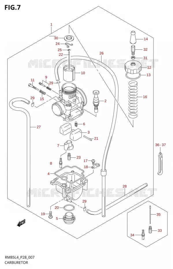 CARBURETOR Suzuki MOTO 85 RM 2014  RM85L L4 (P03,P28,P33)