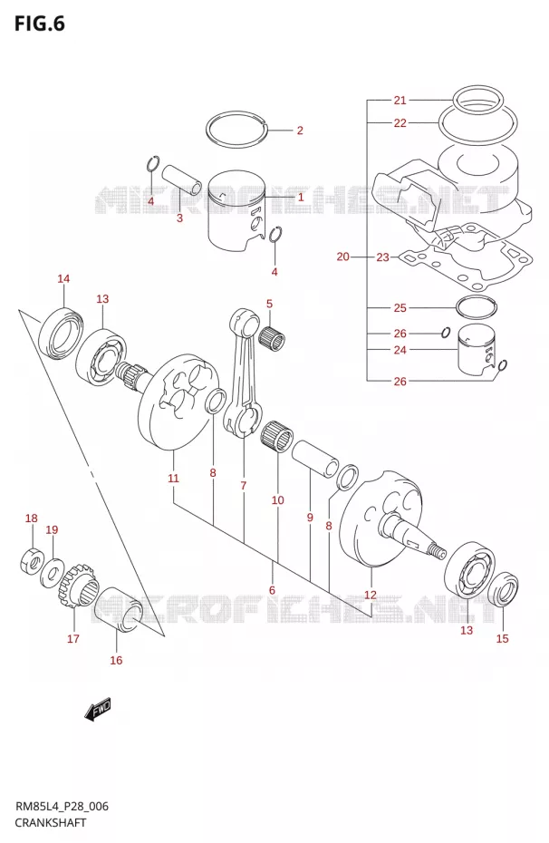 CRANKSHAFT Suzuki MOTO 85 RM 2014  RM85L L4 (P03,P28,P33)