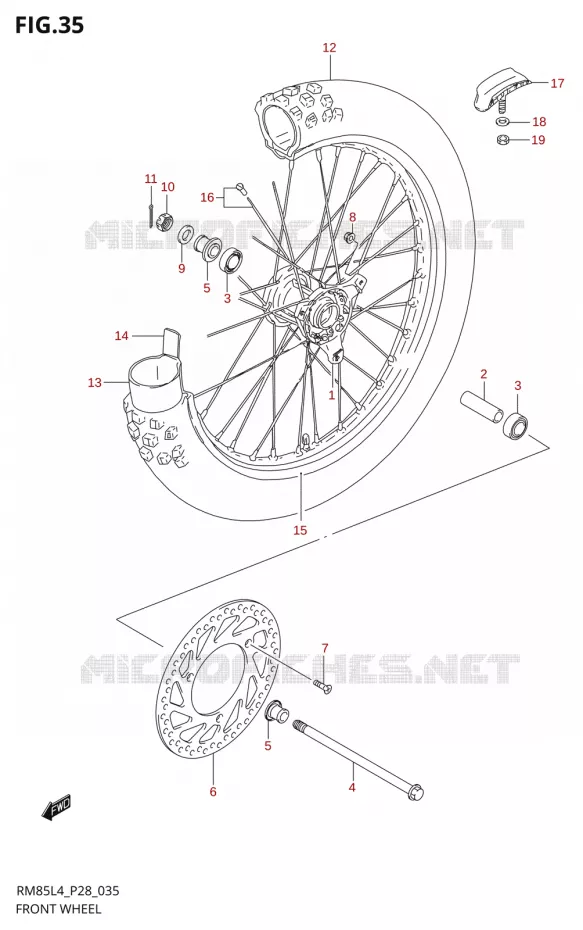 FRONT WHEELRM85L4 P28) Suzuki MOTO 85 RM 2014  RM85L L4 (P03,P28,P33)
