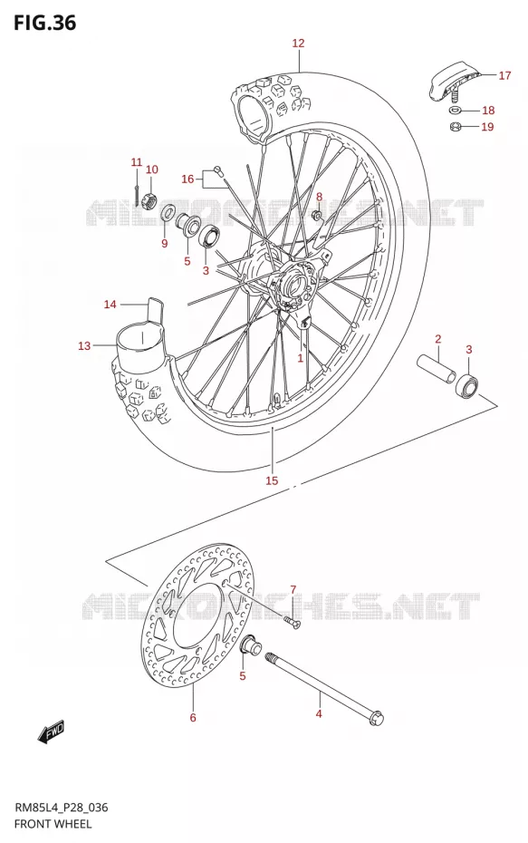 FRONT WHEELRM85LL4 P28) Suzuki MOTO 85 RM 2014  RM85L L4 (P03,P28,P33)