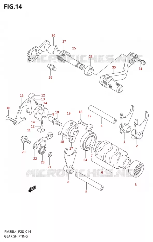 GEAR SHIFTING ASSY Suzuki MOTO 85 RM 2014  RM85L L4 (P03,P28,P33)