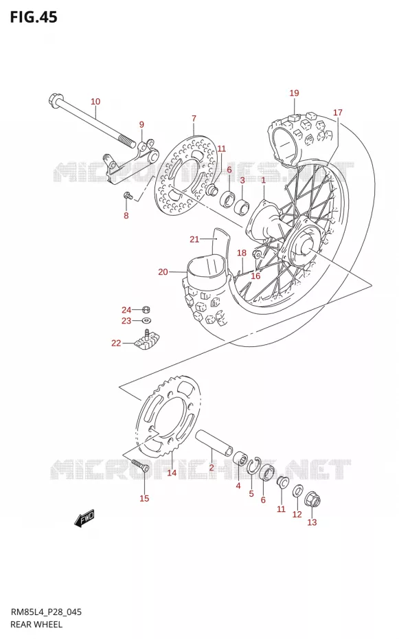 REAR WHEELM85L4 P28) Suzuki MOTO 85 RM 2014  RM85L L4 (P03,P28,P33)