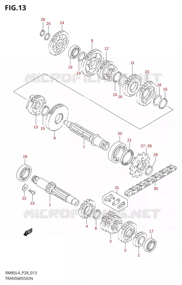 TRANSMISSION (RM85LL4 P28) Suzuki MOTO 85 RM 2014  RM85 L4 (P03,P28,P33)