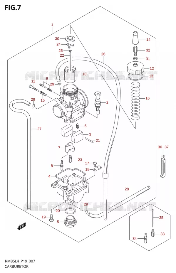 CARBURETOR Suzuki MOTO 85 RM 2014  RM85L L4 (P19)