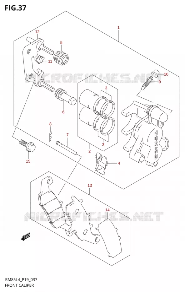 FRONT CALIPER Suzuki MOTO 85 RM 2014  RM85 L4 (P19)