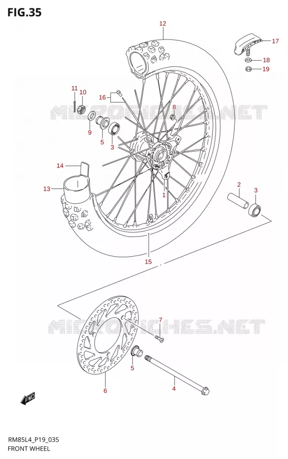 FRONT WHEELRM85L4 P19) Suzuki MOTO 85 RM 2014  RM85 L4 (P19)