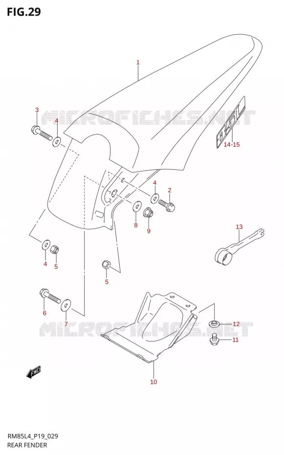 REAR FENDER Suzuki MOTO 85 RM 2014  RM85L L4 (P19)
