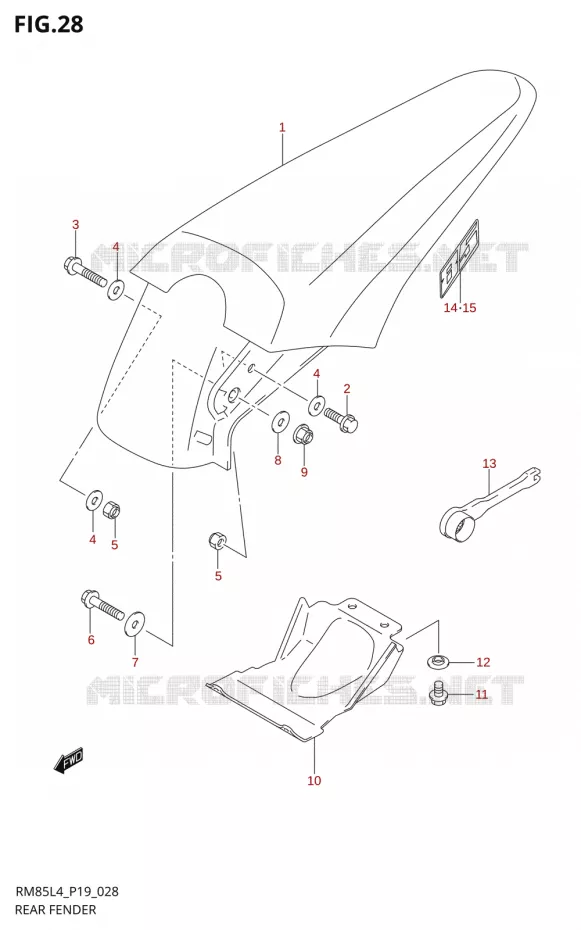 REAR FENDER85L4 P19) Suzuki MOTO 85 RM 2014  RM85L L4 (P19)