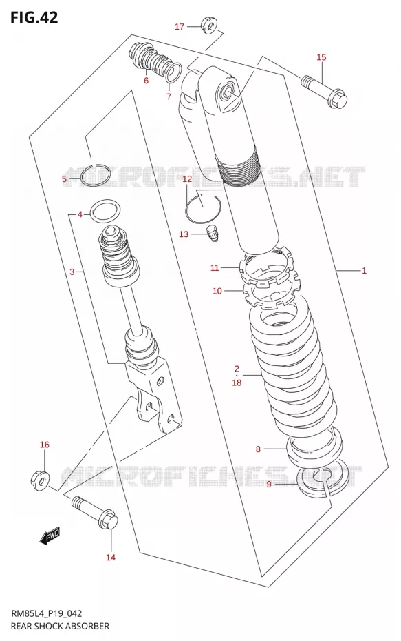 REAR SHOCK ABSORBER5L4 P19) Suzuki MOTO 85 RM 2014  RM85L L4 (P19)