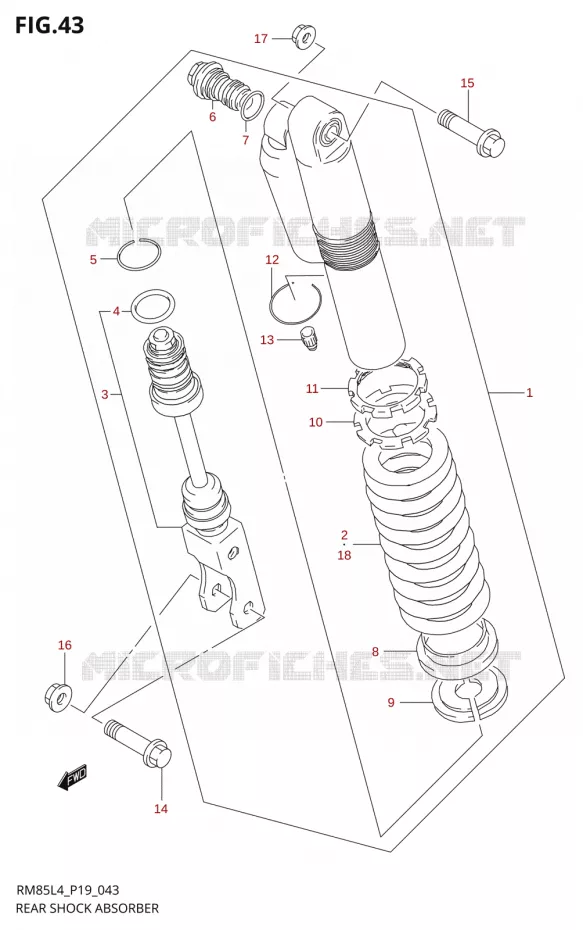 REAR SHOCK ABSORBER5LL4 P19) Suzuki MOTO 85 RM 2014  RM85 L4 (P19)