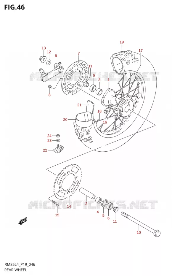 REAR WHEELM85LL4 P19) Suzuki MOTO 85 RM 2014  RM85 L4 (P19)