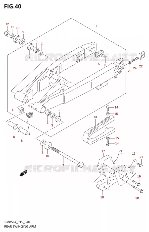 SWINGARMLLANT ARRIERE (RM85L4 P19) Suzuki MOTO 85 RM 2014  RM85L L4 (P19)