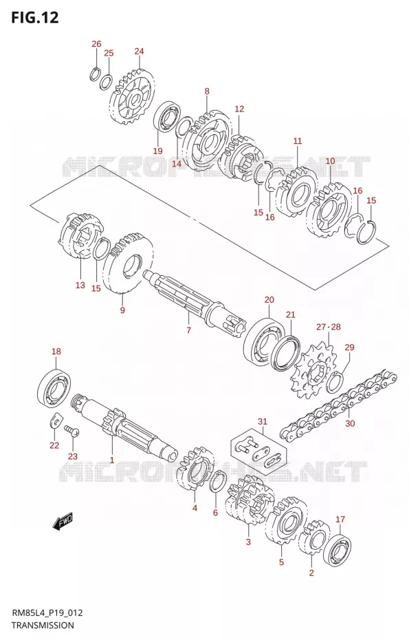 TRANSMISSION (RM85L4 P19) Suzuki MOTO 85 RM 2014  RM85 L4 (P19)