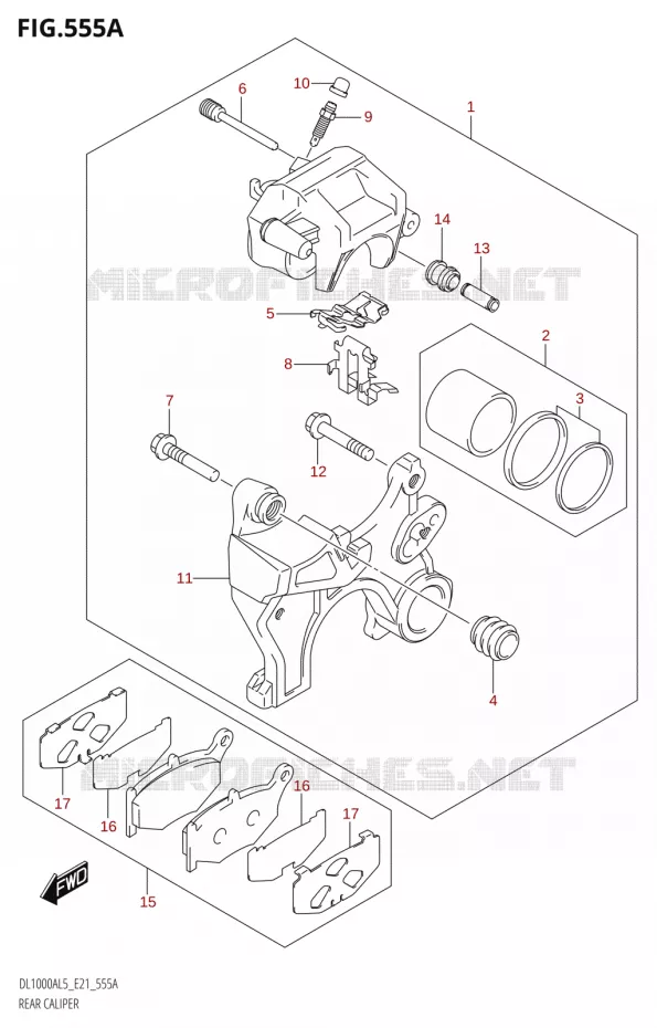 REAR CALIPER Suzuki MOTO 1000 V-STROM 2015  DL1000A L5 (E21)