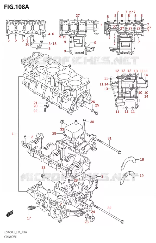 CRANKCASE Suzuki MOTO 750 GSR 2013  GSR750A L3 (E21)