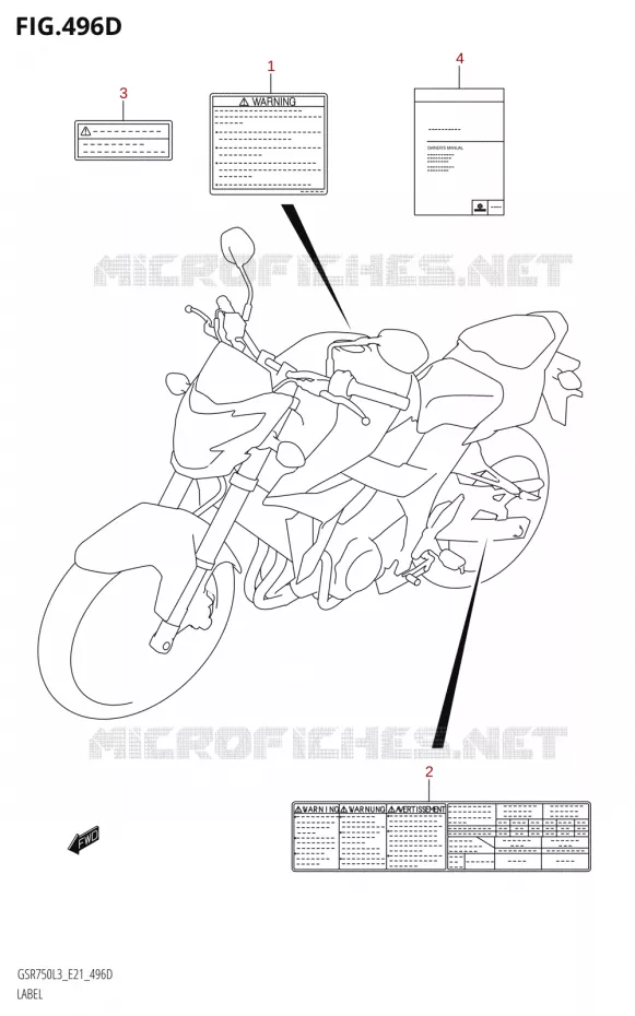 LABEL (GSR750A:L3:E21) Suzuki MOTO 750 GSR 2013  GSR750A L3 (E21)