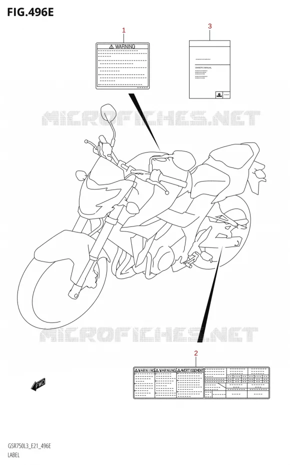 LABEL (GSR750A:L3:E24) Suzuki MOTO 750 GSR 2013  GSR750 L3 (E21)
