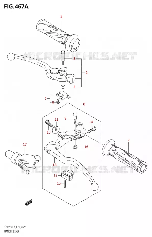 LEVERS - HANDGRIPS Suzuki MOTO 750 GSR 2013  GSR750A L3 (E21)