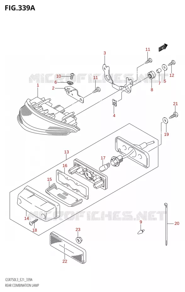 TAIL LIGHT Suzuki MOTO 750 GSR 2013  GSR750A L3 (E21)