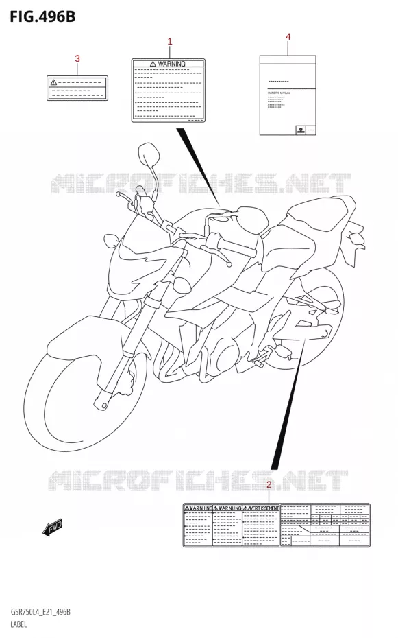 LABEL (GSR750A:L4:E21) Suzuki MOTO 750 GSR 2014  GSR750 L4