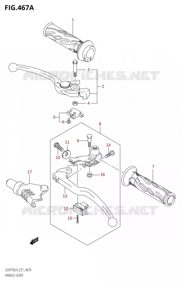 LEVERS - HANDGRIPS Suzuki MOTO 750 GSR 2014  GSR750A L4 (E21)