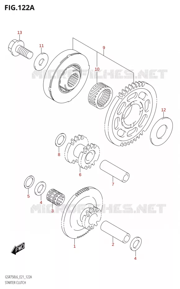 STARTER MOTOR CLUTCH Suzuki MOTO 750 GSR 2016  GSR750 L6 (E21)