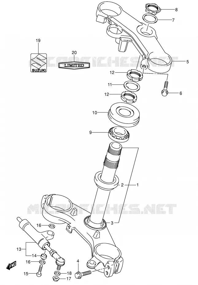 STEERING COLUMN Suzuki MOTO 1000 GSX-R 2003  GSX-R1000 K3 (E02)
