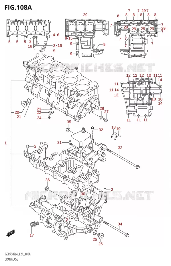 CRANKCASE Suzuki MOTO 750 GSR 2014  GSR750ZA L4 (E21)