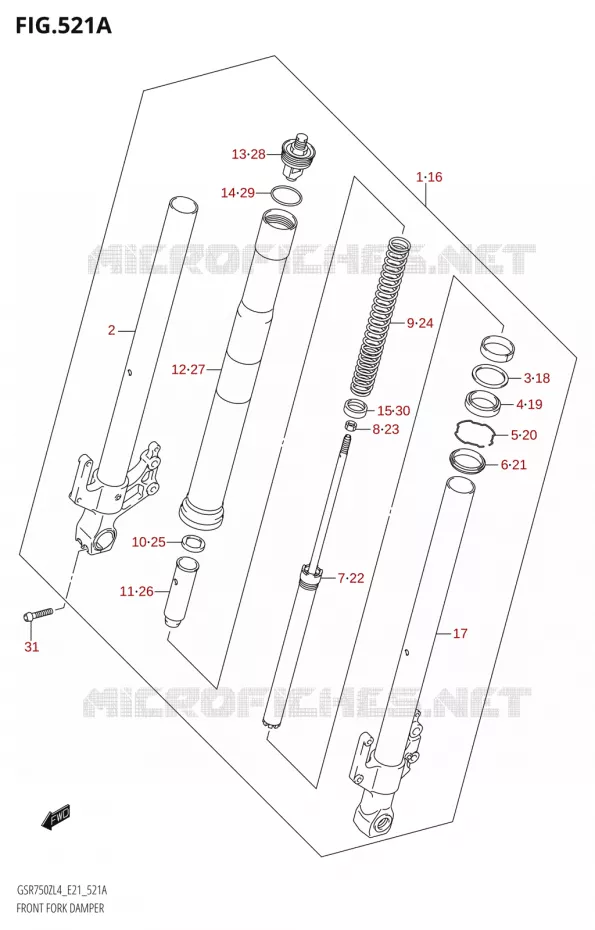 FRONT FORK Suzuki MOTO 750 GSR 2014  GSR750ZA L4 (E21)