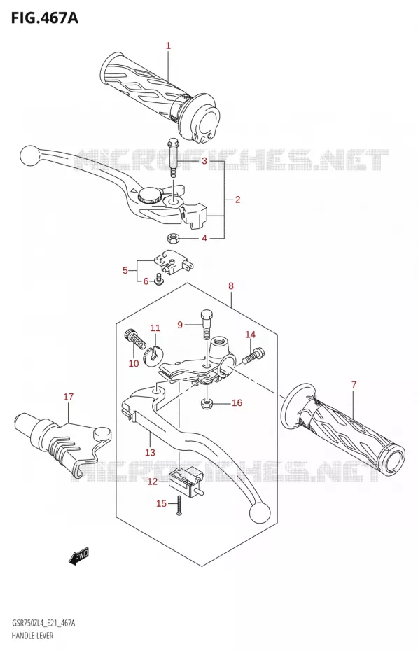 LEVERS - HANDGRIPS Suzuki MOTO 750 GSR 2014  GSR750ZA L4 (E21)