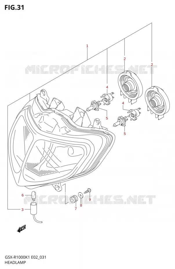 HEADLIGHT,E19,U1E19,U2E19,P37) Suzuki MOTO 1000 GSX-R 2001  GSX-R1000K1(E2)