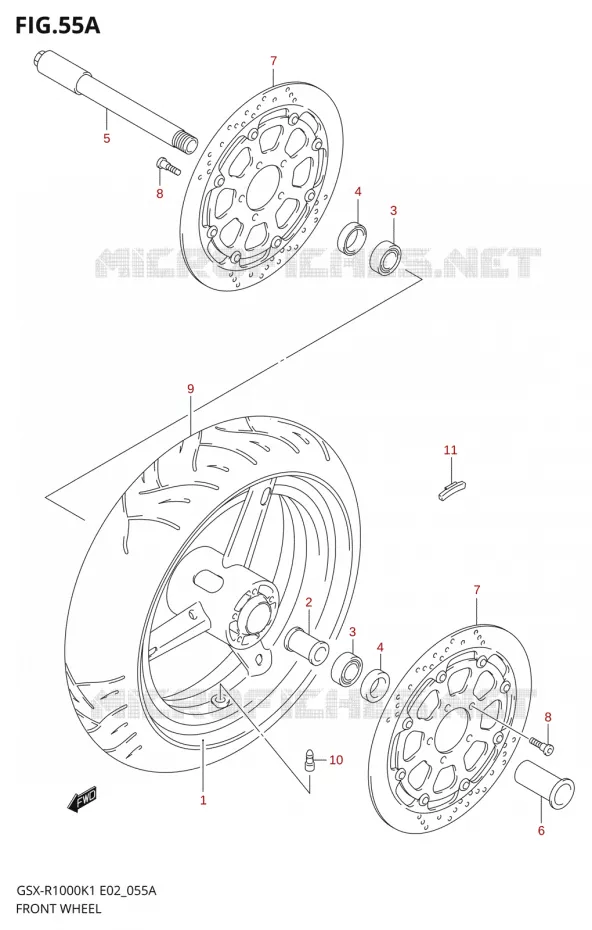 FRONT WHEELGSX-R1000K2) Suzuki MOTO 1000 GSX-R 2001  GSX-R1000K1(E19)