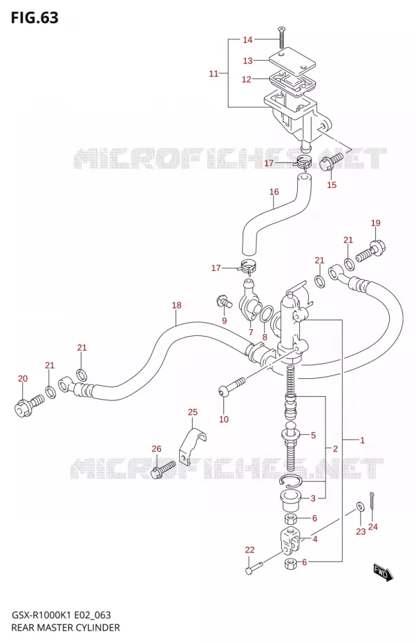 REAR MASTER CYLINDER Suzuki MOTO 1000 GSX-R 2001  GSX-R1000K1(E19)
