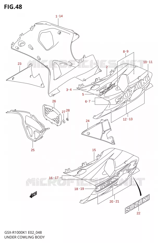 LOWER FAIRINGIEUR (GSX-R1000K1) Suzuki MOTO 1000 GSX-R 2002  GSX-R1000K2(E24)