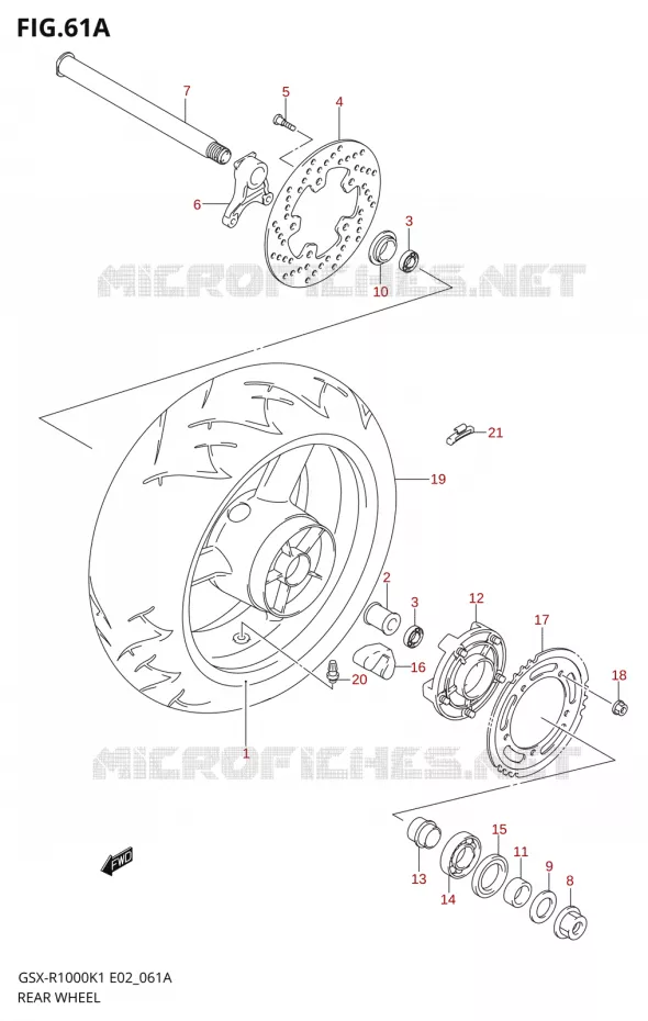 REAR WHEELSX-R1000K2) Suzuki MOTO 1000 GSX-R 2002  GSX-R1000K2(E24)