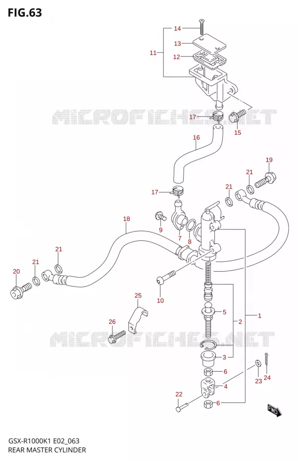 REAR MASTER CYLINDER Suzuki MOTO 1000 GSX-R 2002  GSX-R1000U1K2(E2)