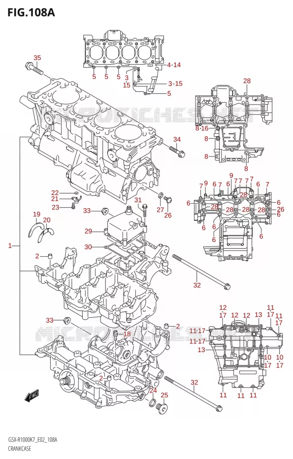CRANKCASE Suzuki MOTO 1000 GSX-R 2007  GSX-R1000 K7 (E02)
