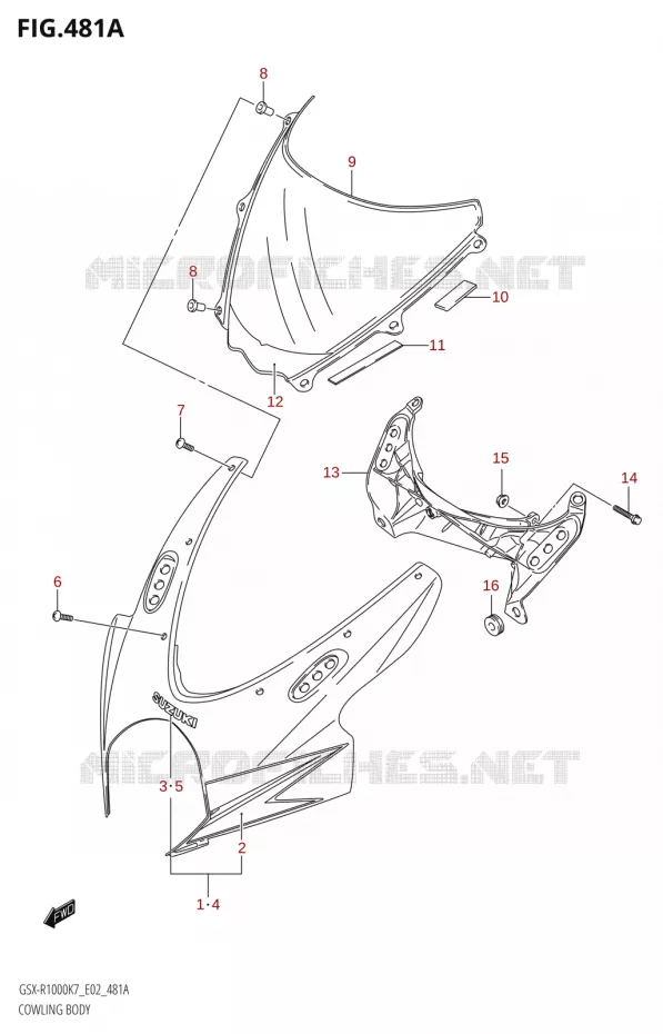 FAIRING BODY (K7) Suzuki MOTO 1000 GSX-R 2007  GSX-R1000 K7 (E02)