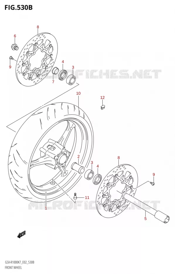 FRONT WHEEL (K8) Suzuki MOTO 1000 GSX-R 2007  GSX-R1000 K7 (E24)
