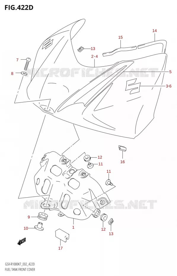 FUEL TANK FRONT COVER (GSX-R1000U2:K8:E19) Suzuki MOTO 1000 GSX-R 2007  GSX-R1000 K7 (E24)