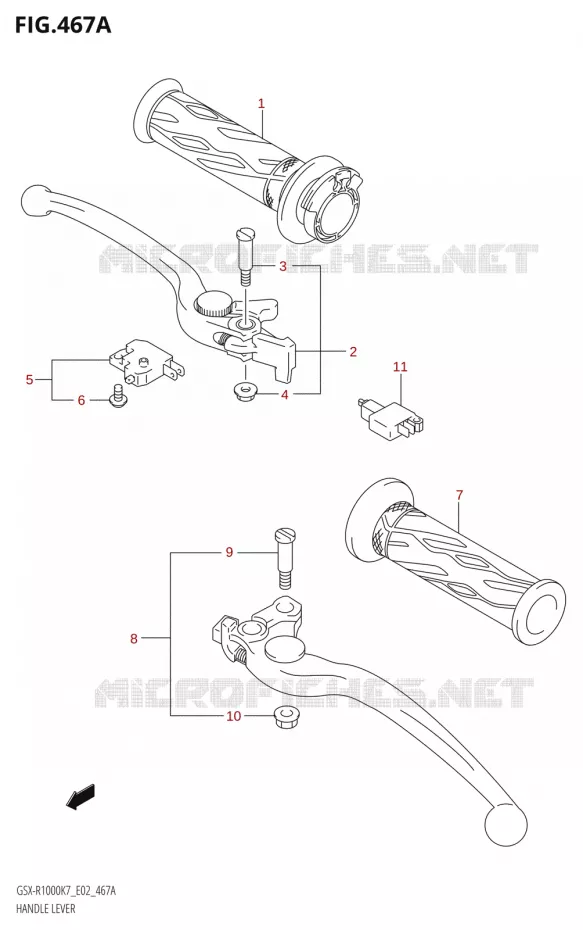 LEVERS - HANDGRIPS Suzuki MOTO 1000 GSX-R 2007  GSX-R1000 K7 (E02)