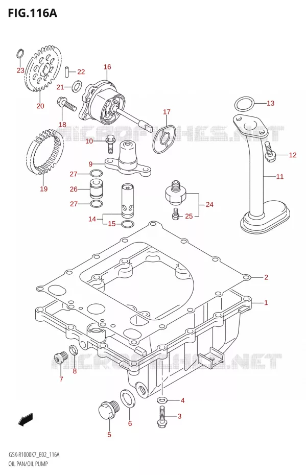 OIL PAN - OIL PUMP Suzuki MOTO 1000 GSX-R 2007  GSX-R1000 K7 (E19)