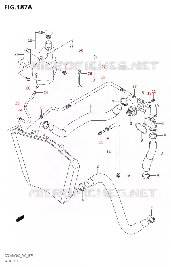 RADIATOR HOSE - EXPANSION TANK Suzuki MOTO 1000 GSX-R 2007  GSX-R1000 K7 (E02)