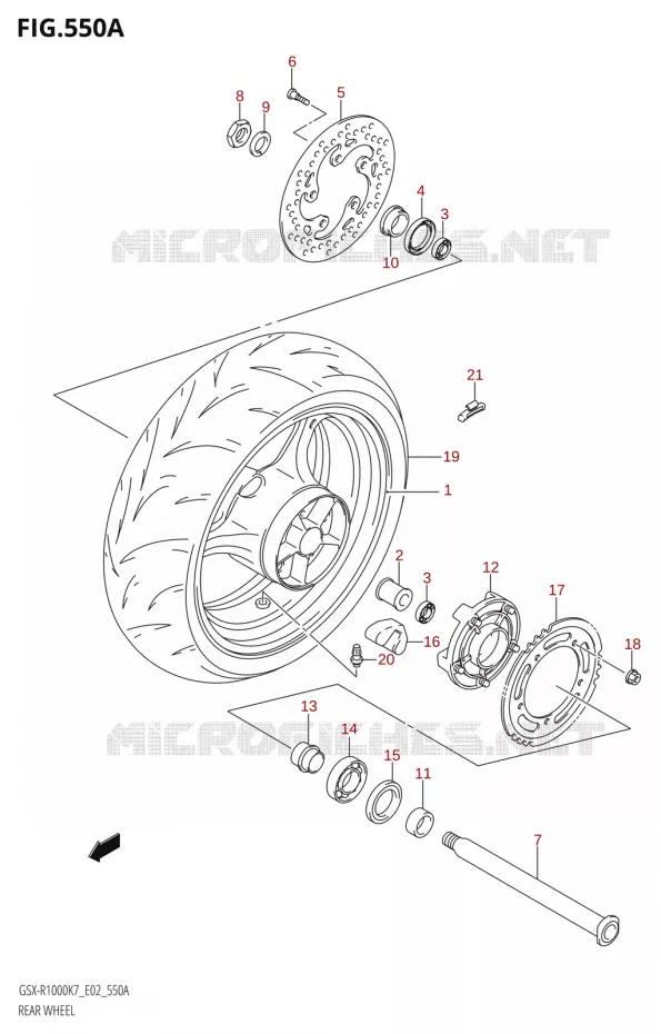 REAR WHEEL (K7) Suzuki MOTO 1000 GSX-R 2007  GSX-R1000 K7 (E24)