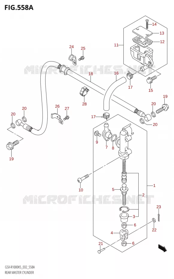REAR BRAKE MASTER CYLINDER Suzuki MOTO 1000 GSX-R 2006  GSX-R1000 K6 (E24)