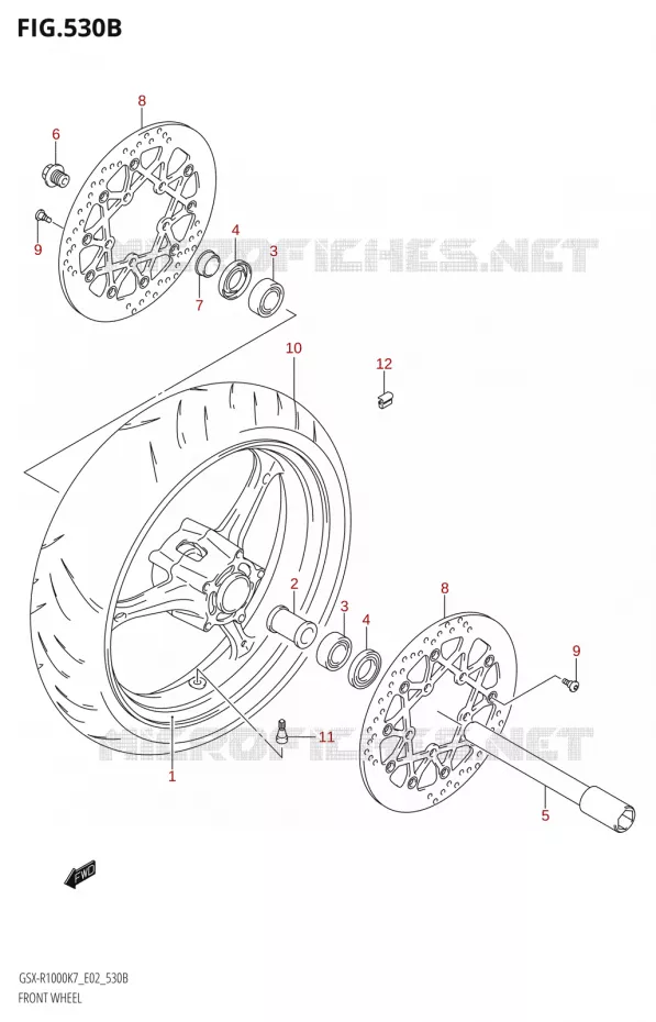FRONT WHEEL (K8) Suzuki MOTO 1000 GSX-R 2008  GSX-R1000 K8 (E24)
