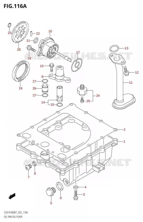 OIL PAN - OIL PUMP Suzuki MOTO 1000 GSX-R 2008  GSX-R1000 K8 (E24)