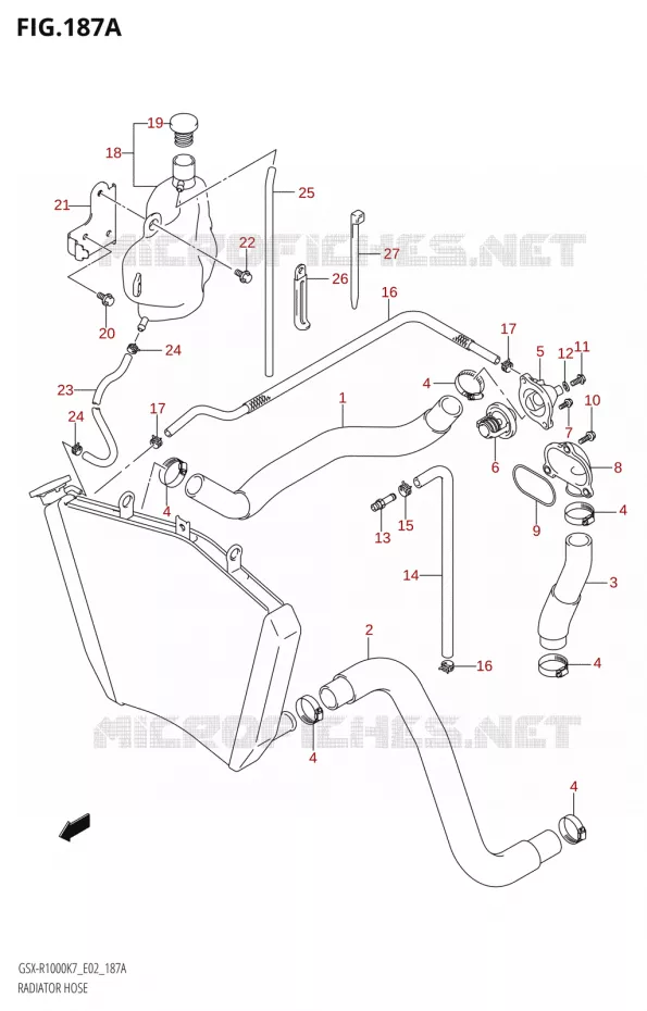 RADIATOR HOSE - EXPANSION TANK Suzuki MOTO 1000 GSX-R 2008  GSX-R1000 K8 (E02)