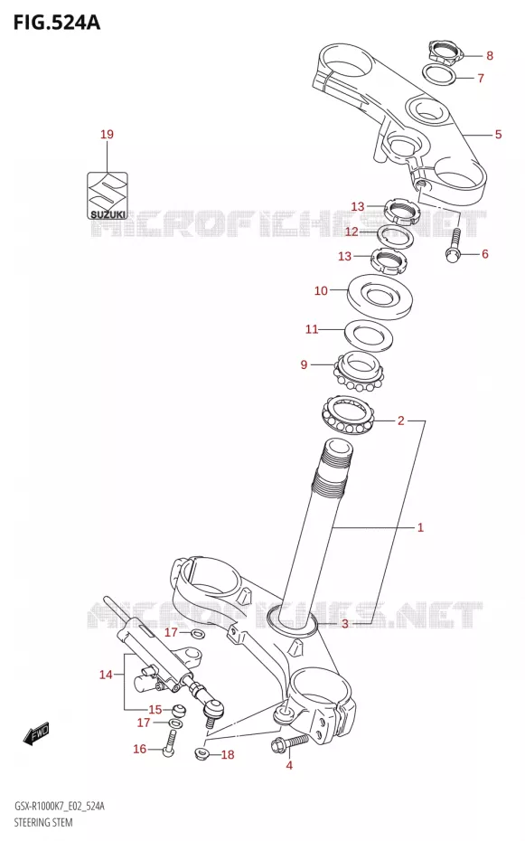 STEERING COLUMN Suzuki MOTO 1000 GSX-R 2008  GSX-R1000 K8 (E24)
