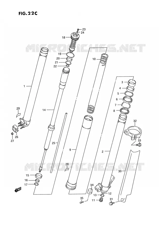 FRONT SHOCK ABSORBERLE S) Suzuki MOTO 125 RM 1995  RM125 S (E02,E04,E24)